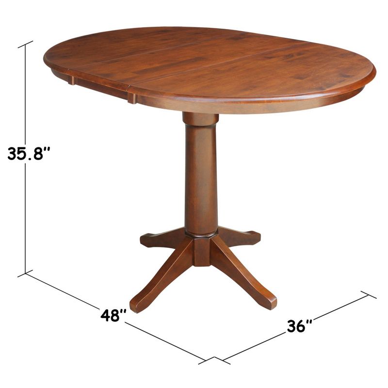 36" Magnolia Round Top Counter Height Dining Table with 12" Leaf - International Concepts, 3 of 7
