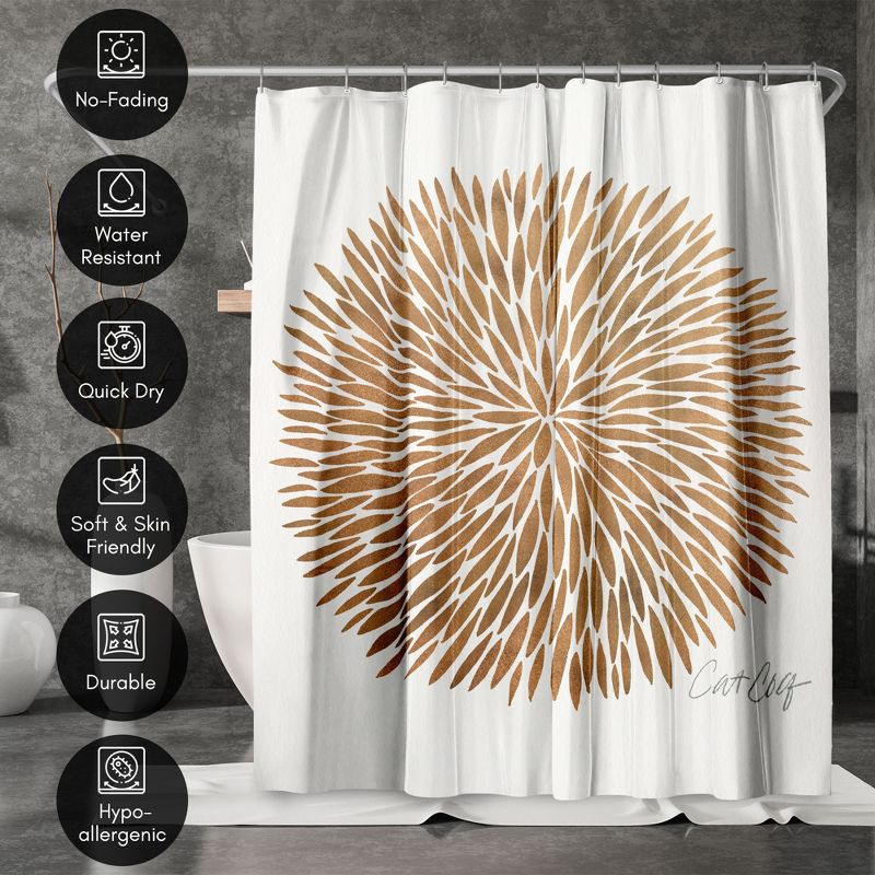 Americanflat 71" x 74" Shower Curtain, Rose Gold Burst by Cat Coquillette, 5 of 9