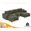 102.4 Inch Convertible Lounge Sofa with 2 Ottomans, 4-Seat Cloud Couch with Cushions, Corduroy Lounge Sofa with Wood Frame-Coolbibila - 4 of 4