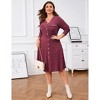 Clearlove Womens Plus Size Sweater Dress V Neck Collared Long Sleeve Slim Fit Ribbed Knit Mini Dresses - 4 of 4