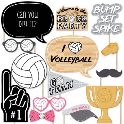 Big Dot of Happiness Bump, Set, Spike - Volleyball - Photo Booth Props Kit - 20 Count