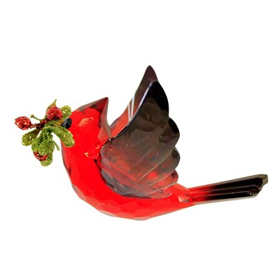 Ganz 3.0 Inch Cardinal In Flight Ornament Mistletoe Red Bird Tree Ornaments