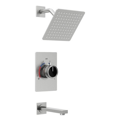 Brushed Nickel Wall Mounted Rain Shower Faucet Set with Handheld