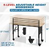 Acekool 48"x24" Heavy Duty Workbench, Rubber Wood Top, Pegboard, Power Outlet, Lockable Wheels, Adjustable Height, 2000lbs for Garage Workshop - 4 of 4