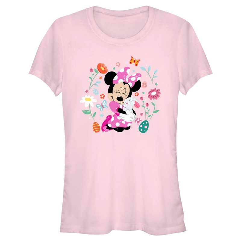Junior's Women Minnie Mouse Easter Bunny Hug T-Shirt, 1 of 5