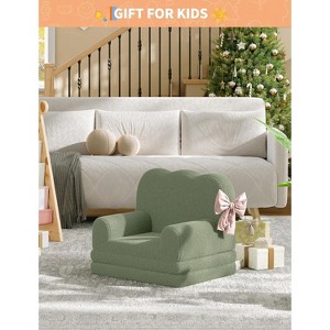 Kids Couch, 2-in-1 Convertible Teddy Fleece Fabric Toddler Sofa Chair, Soft Fold Out Couch Lounger for Kids, Children's Sofa Bed for Playroom - 1 of 4