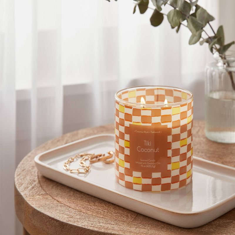 2-Wick Glass Jar 15oz Candle with Patterned Sleeve Tiki Coconut - Opalhouse&#8482;, 2 of 4