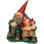 Sunnydaze Al and Anita on Bench Indoor/Outdoor Lightweight Resin Garden Gnome Couple Outdoor Lawn Statue - 8" H