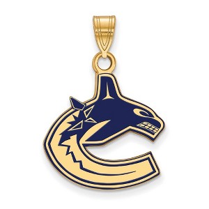 Black Bow Jewelry 14k Yellow Gold Plated Sterling Silver Vancouver Canucks NHL Large Pendant - 1 of 3