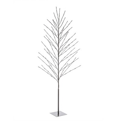 LuxenHome Lighted LED 5.9Ft Brown Birch Twig Tree Decoration, Artificial Birch Tree with Metal Base