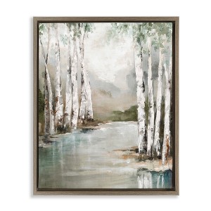 Stupell Industries Veil Of Silver Trunks Floating Frame Canvas Art - 1 of 4