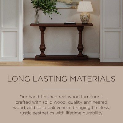 Arthur 60" Antiqued Brown Solid Wood Console Table