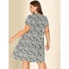 Agnes Orinda Women's Plus Size Floral Inverted Box Pleat Boho T-Shirt Dresses - 4 of 4