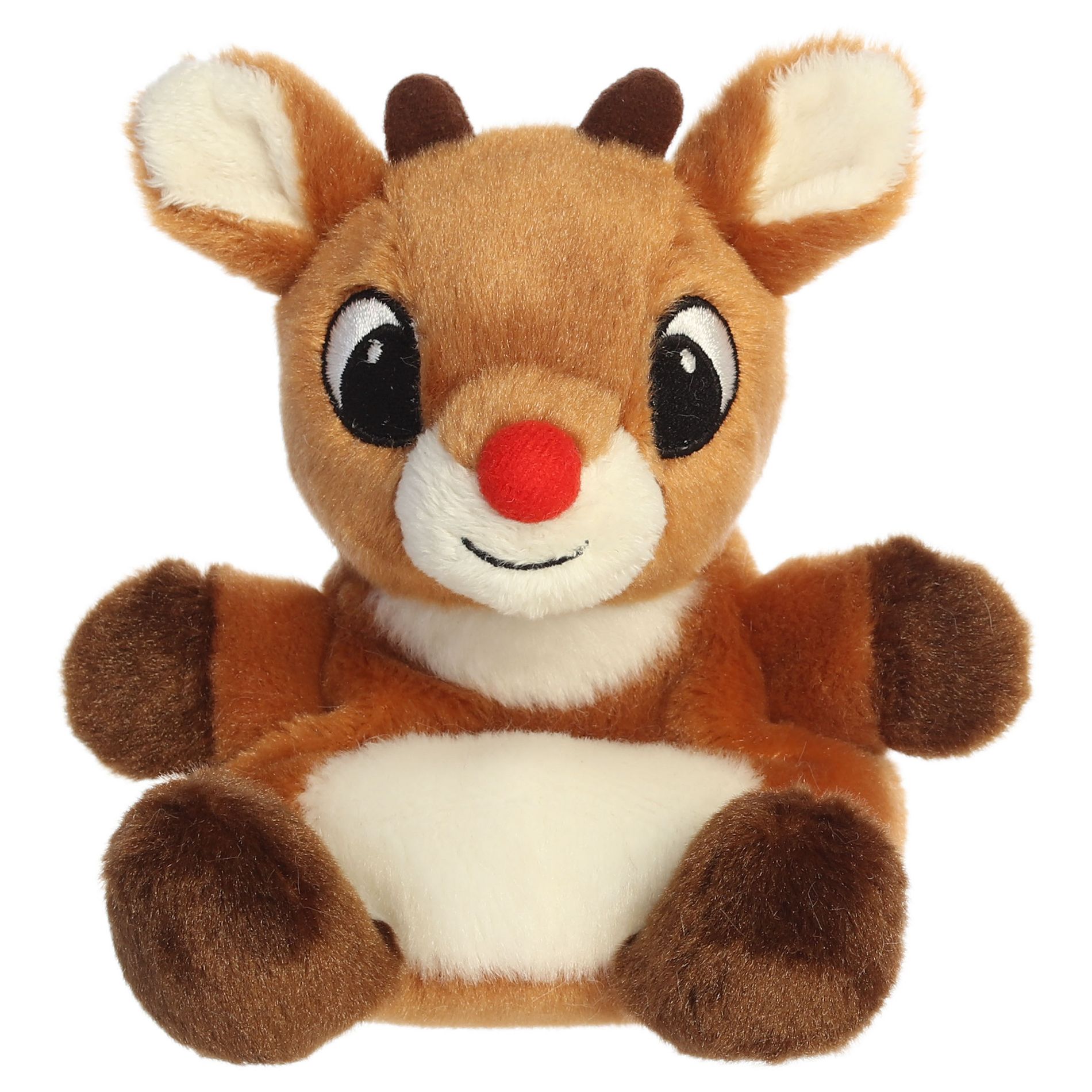 Aurora Mini Rudolph Palm Pal Rudolph The Red-Nosed Reindeer Official Licensed Stuffed Animal Brown 5"