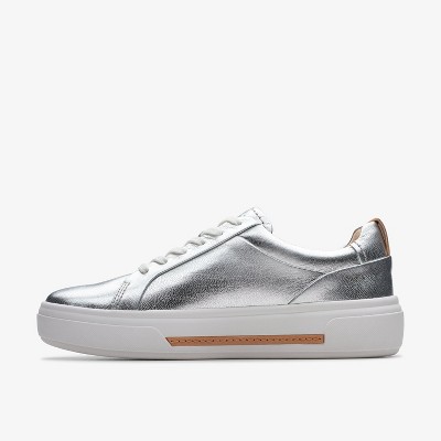 Женские кроссовки Clarks Womens Hollyhock Walk Silver Leather Sneakers 7.5 Medium — фото 3