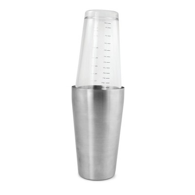 Stainless Steel and Glass Boston Cocktail Shaker Set