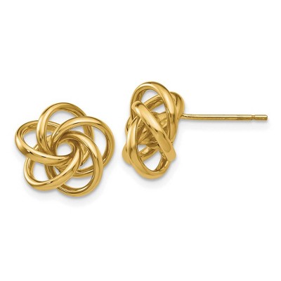 Black Bow Jewelry 12mm Polished Love Knot Post Earrings in 14k Yellow Gold