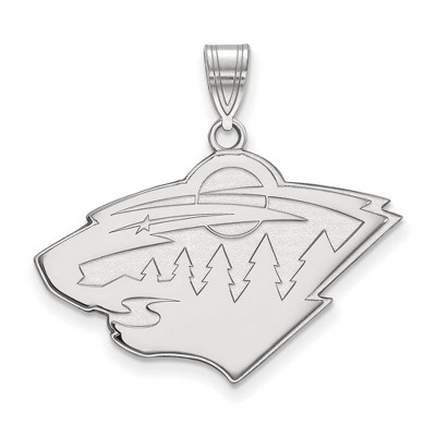Black Bow Jewelry 14k White Gold Minnesota Wild NHL Large Pendant