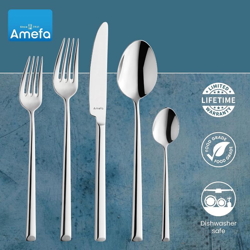 Amefa Metropole 20-Piece Premium 18/10 Stainless Steel Flatware Set, High Gloss Mirror Finish, Silverware Set Service for 4, Rust Resistant Cutlery, 5 of 8