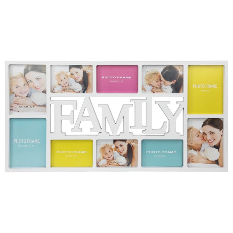 Northlight 28.75" White Multi-Size "Family" Collage Photo Picture Frame Wall Decoration, 1 of 8