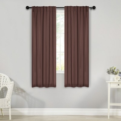 Classic Modern Solid Room Darkening Semi-Blackout Curtains, Back Tabs, Set of 2 by Blue Nile Mills