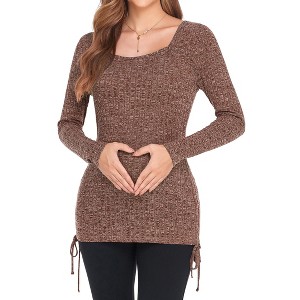 Women's Maternity Shirt Long Sleeve Crew Neck Top for Pregnancy - 1 of 4