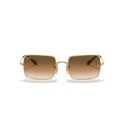 Gold Oversized Metal Square Sunglasses with Light Brown Gradient Lens