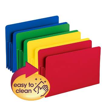 Smead Poly File Pocket, Straight-Cut Tab, 3-1/2" Expansion, Legal Size, Assorted Colors (73550)