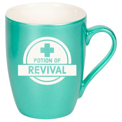 100 North Magic Potion 10 Ounce Seafoam Metallic Finish, Comfortably Fits Your Hands, New Bone China Coffee Tea Cup Mug, Potion of Revival