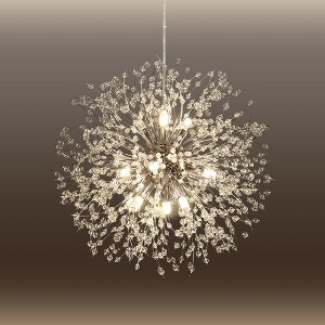 LLHZSY Modern Firework Sputnik Chandelier Crystal Pendant Lighting - 8/9/12 Lights - Gold/Chrome/Gold and Turquoise/Chrome and Turquoise - 1 of 4
