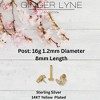 Marquise CZ Flat Back Earrings for Cartilage Helix Tragus Lobe 16g Gold Plated Sterling Silver 1 pair by Ginger Lyne - 3 of 4