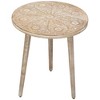 Northlight 22" Brushed White Engraved Floral Round Tri Leg Wooden Side Table - 3 of 4