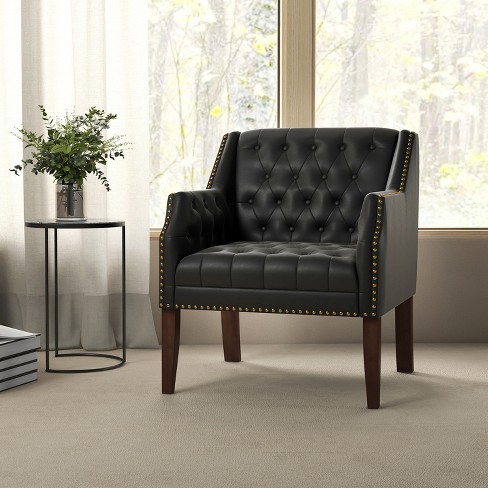 Bonita Transitional Vegan Leather Armchair With Removable Seat