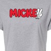 Women's - Disney - Mickey Red Hand Peace Sign Cropped Graphic T-Shirt - 2 of 4