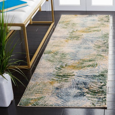 Lillian LLN308 Power Loomed Runner Rug - Blue/Green - 2'2"x7' - Safavieh
