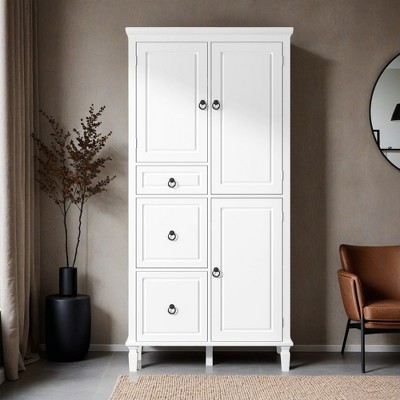 Retro Multi-Functional Storage Cabinet with Adjustable Shelves, 3 Drawers, and 3 Enclosed Compartments - Leovsnove