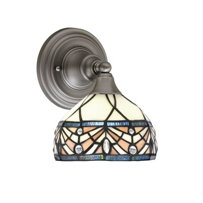 Toltec Lighting Any 1 - Light Sconce in  Brushed Nickel with 7" Royal Merlot Art Glass Shade