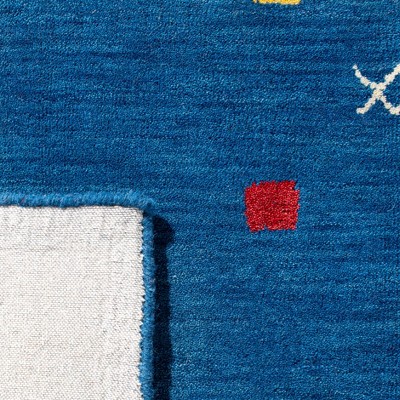 Blue Hand-Knotted Wool 8' x 10' Striped Area Rug