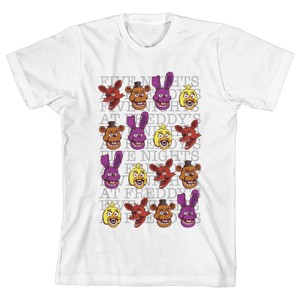 Five Nights At Freddy's Characters Boy's White T-shirt - 1 of 2