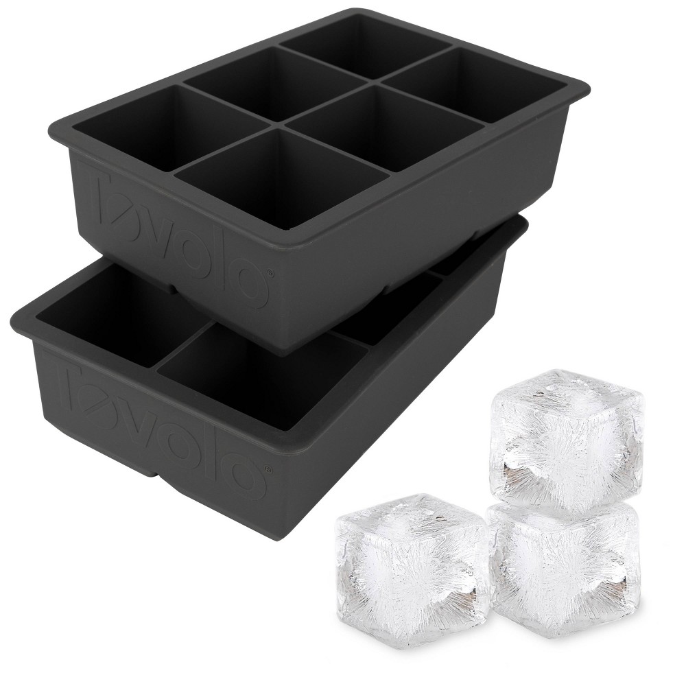 Photos - Barware Tovolo Set of 2 King Cube Ice Trays Black: Silicone, 6 Cavities, Dishwasher-Safe, 4.4 Volume Capacity per Cavity