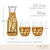 Twine Island Wine Glasses with Carafe, Stemless Glassware with Seagrass Wrap for Night Stand, Dishwasher Safe, 16 Oz, 37.5 Oz, Set of 3, Beige - 3 of 4