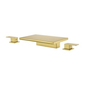 Cobbe Brushed Gold Widespread Waterfall Bathroom Sink Faucet 3-Hole 8-Inch Modern Bathroom Faucet Two-Handle Sink Faucet - 1 of 4