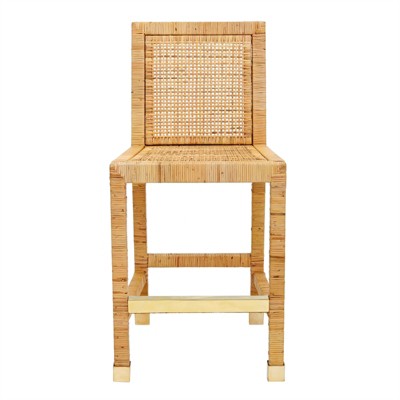 Amara Beige Rattan Counter Stool with White Cushion
