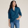 Lands' End Women's Long Sleeve Waffle Shawl Collar Henley - 4 of 4
