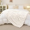 Attop Faux Rabbit Fur Throw Blanket for Couch, Fluffy Warm Plush Thick Bubble Blanket for Bed Sofa Living Room - 3 of 4