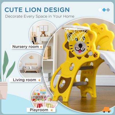 Vynxaria 2-in-1 Toddler Slide with Basketball Hoop - Fun Indoor Play for Ages 18-36 Months