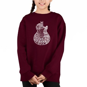 LA Pop Art Rock Guitar Head - Girl's Word Art Crewneck Sweatshirt - 1 of 3