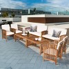 Tangkula 8PCS Wooden Patio Conversation Set Outdoor Furniture Set w/ Cushions - 2 of 4