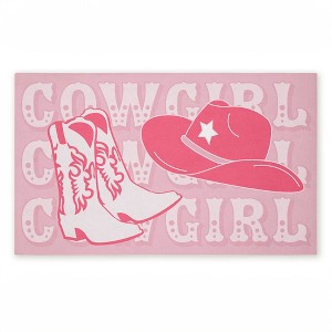 Stupell Industries Pink Pastel Cowgirl Printed Outdoor Door Mat, design by Corinne Rose Designs, 18"x30" - 1 of 4