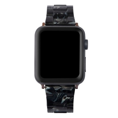 Insten Stainless Steel Resin Band Compatible with Apple Watch 41mm 40mm 38mm Series 7 6 SE 5 4 3 2 1, Black Strap Bracelet